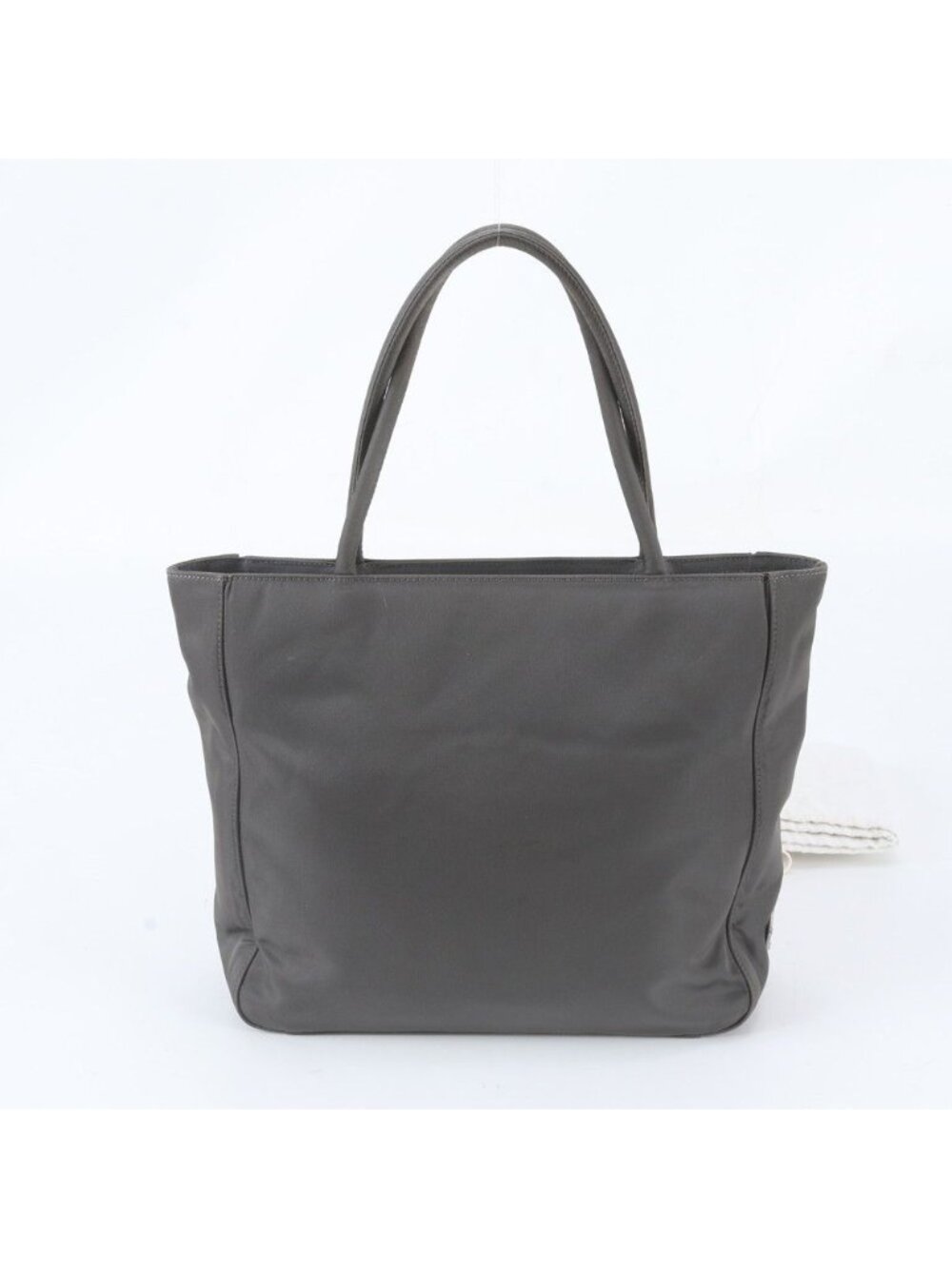 Prada Triangle Logo Handbag Tote Leather Gray